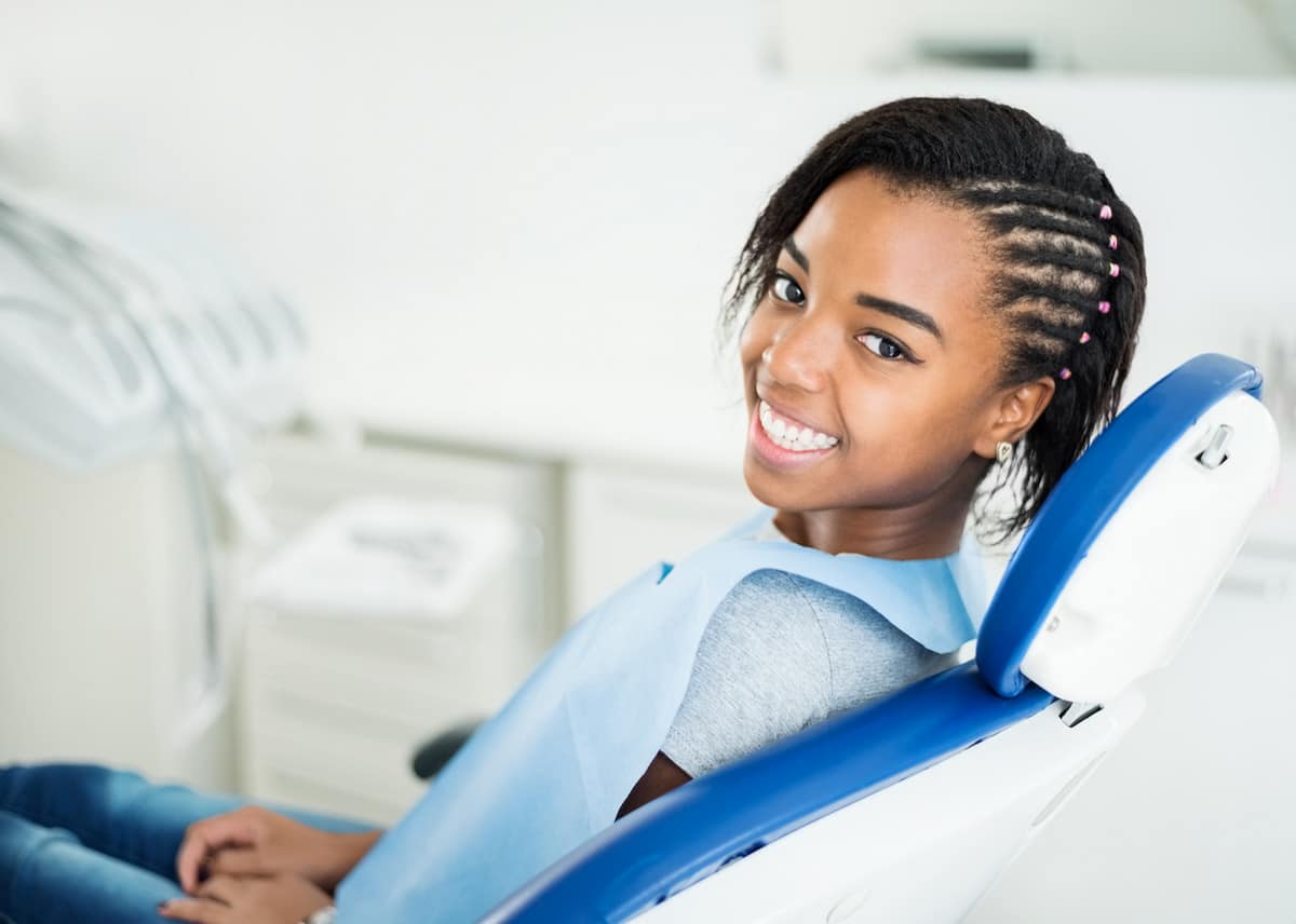 Girl in dentist office